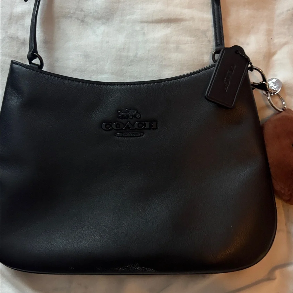 Coach Black Leather Coach bag with Jellycat Charm - Picture 2 of 4